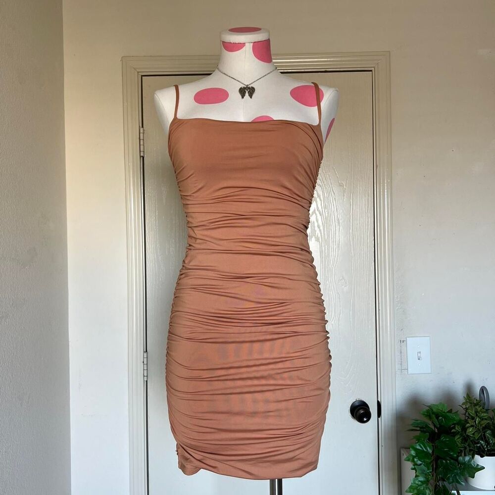 Oh Polly Nude Ruched Dress